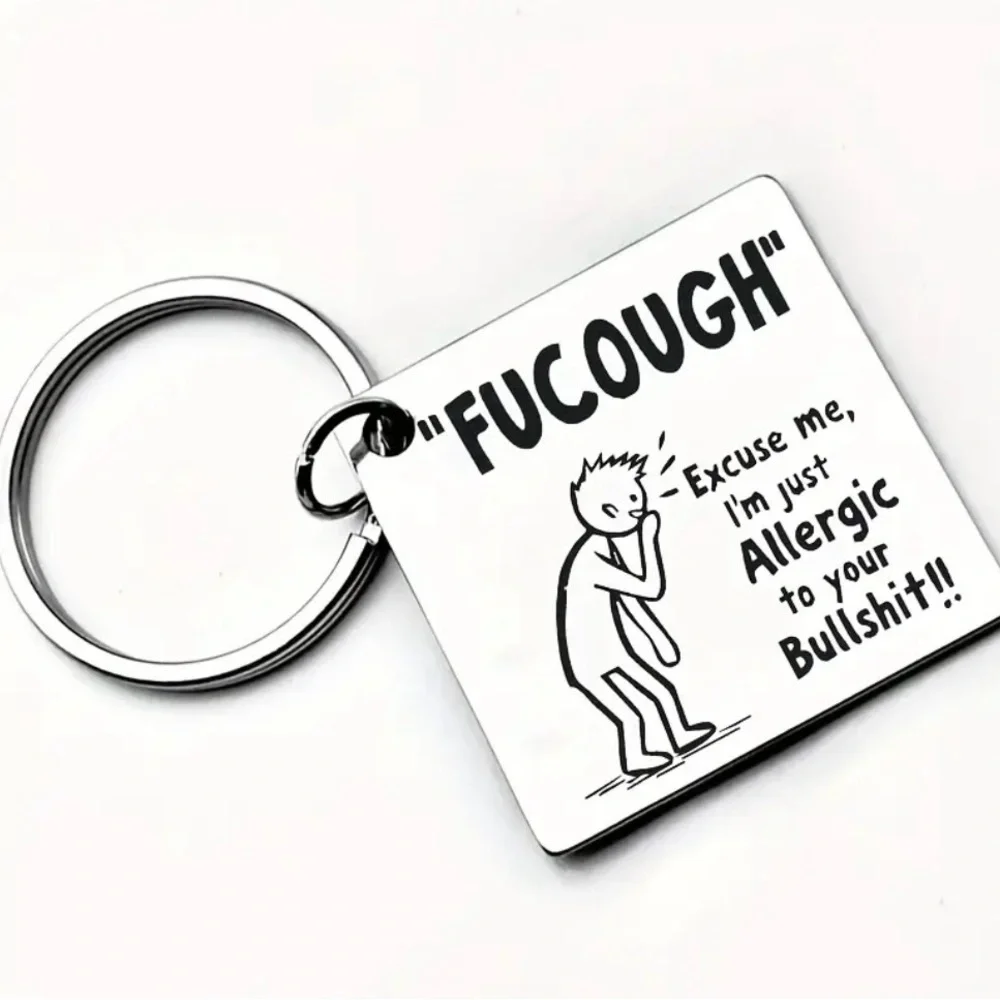 Funny Silver Keychain with Cartoon Design, NEW